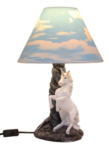Ebros Gift Ebros Enchanted Lights White Unicorn Sculptural Desktop Table Lamp With Shade