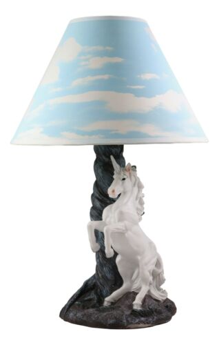 Ebros Gift Ebros Enchanted Lights White Unicorn Sculptural Desktop Table Lamp With Shade