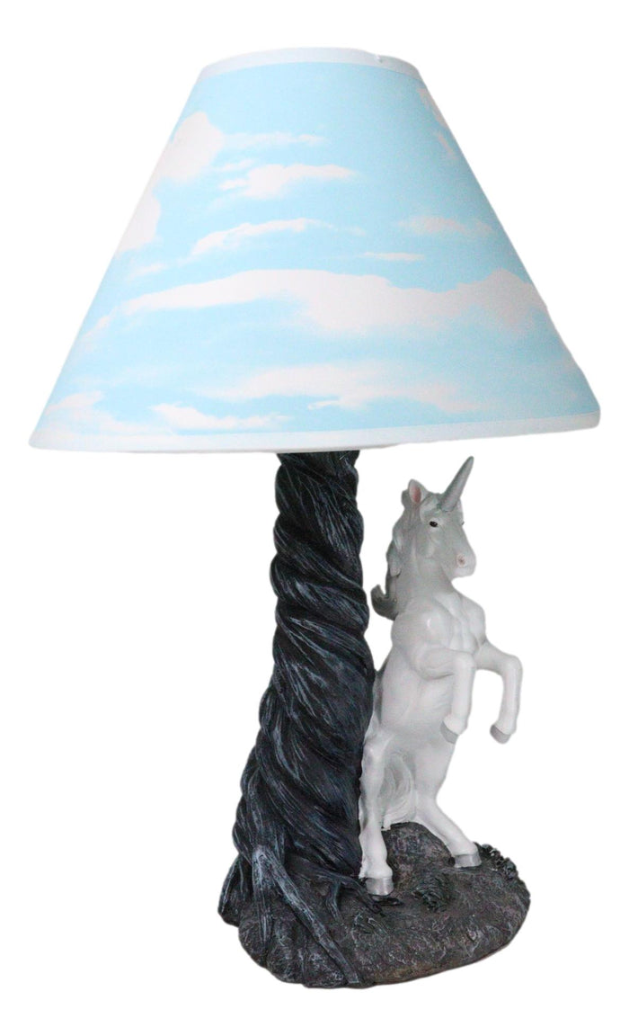 Ebros Gift Ebros Enchanted Lights White Unicorn Sculptural Desktop Table Lamp With Shade