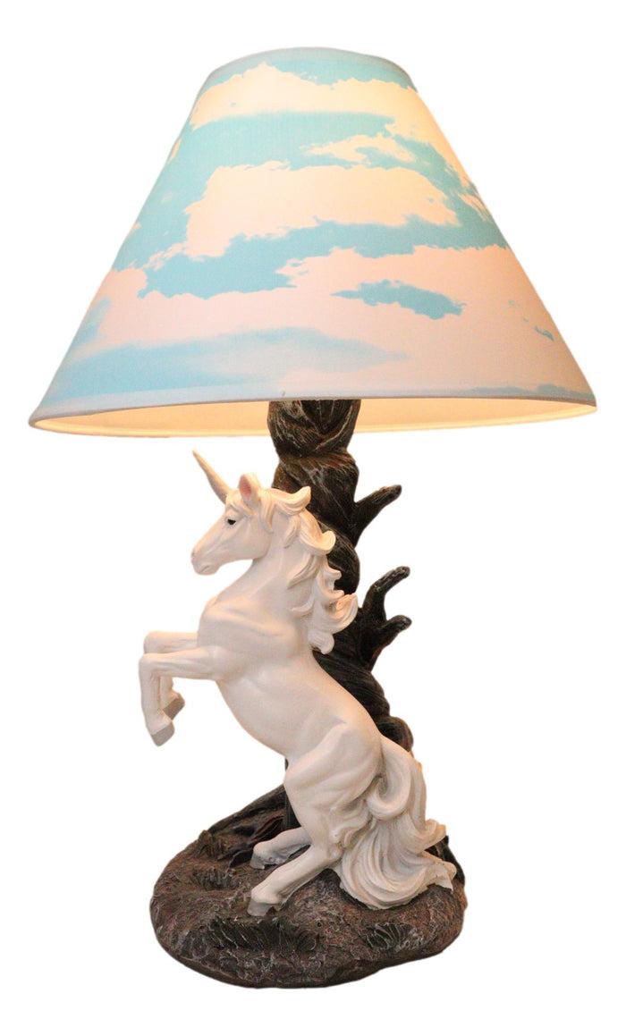 ebros gift Ebros Enchanted Lights White Unicorn Sculptural Desktop Table Lamp With Shade