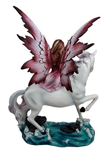 Ebros Gift Ebros Enchanted Unicorn With Magenta Fairy Strolling The Beach Decorative Figurine 12.25"H