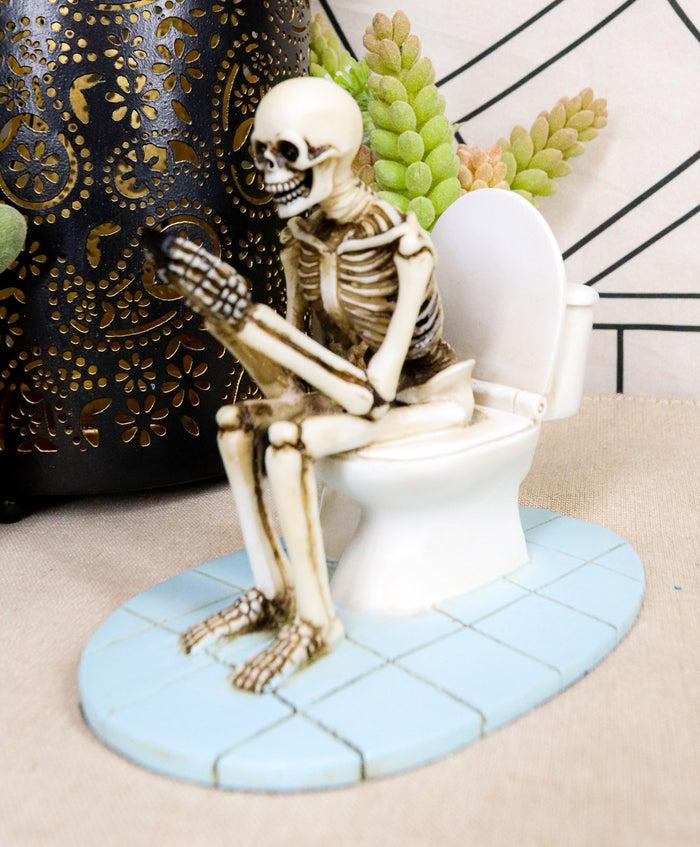 ebros gift Ebros Eternally Constipated Skeleton On Toilet Bowl Browsing Cellphone Figurine