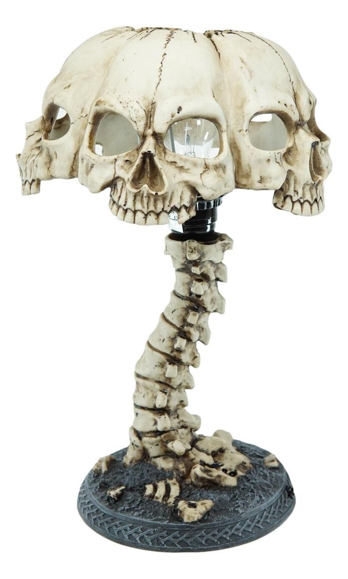 Ebros Gift Ebros Evil Resurrection Ossuary Skulls Shade W/ Skeleton Bone Spine Column Table Lamp