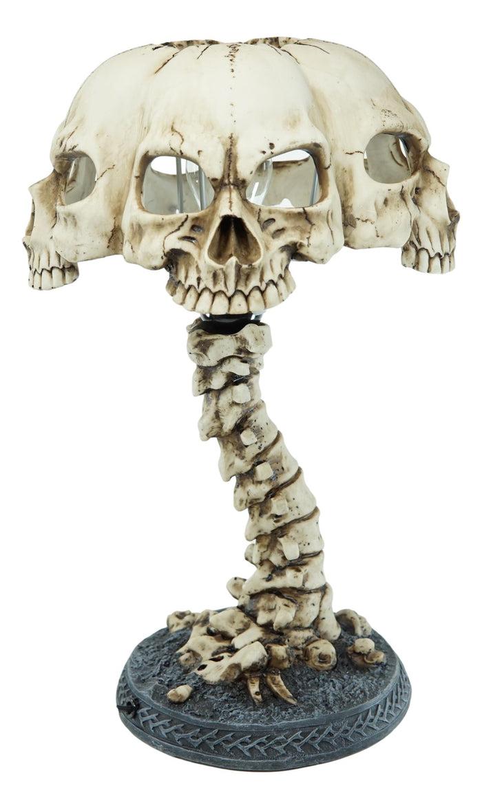 Ebros Gift Ebros Evil Resurrection Ossuary Skulls Shade W/ Skeleton Bone Spine Column Table Lamp