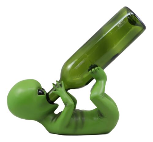 Ebros Gift Ebros Extra Terrestrial Alien UFO Outer Space Colony Wine Bottle Holder Figurine Decor