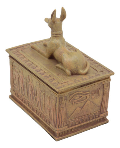 Ebros Gift Ebros Eye Of Horus And Anubis Dog Egyptian Jewelry Box In Sandstone Finish 4.5"H