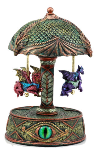 Ebros Gift Ebros Eye Of Pandora Three Colorful Flying Dragons Clockwork Musical Carousel Statue