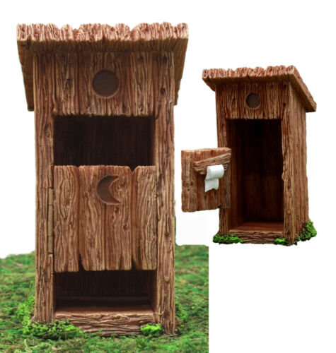 ebros gift Ebros Fairy Garden Miniature Colonial Toilet Outhouse With Door & Toilet Roll Setup