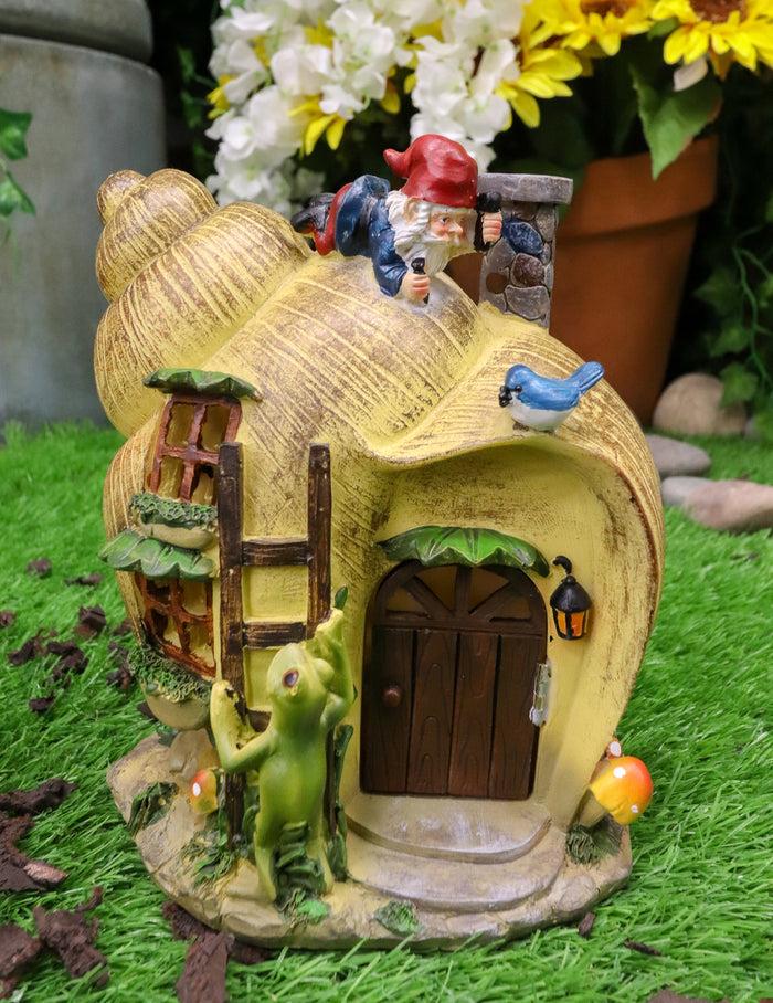 ebros gift Ebros Fairy Garden Mr Gnome And Frog Mini Helix Snail Cottage House Figurine 7.5"Tall