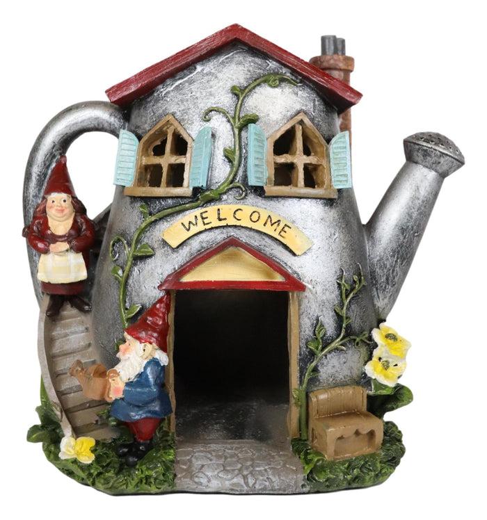 Ebros Gift Ebros Fairy Garden Watering Can Mr And Mrs Gnome Mini House Welcome Figurine 8.5"Tall