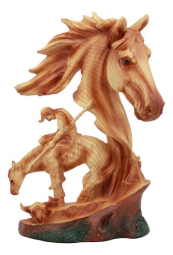 Ebros Gift Ebros Faithful Steed End Of The Trail Statue 9" Tall Wooden Horse Bust