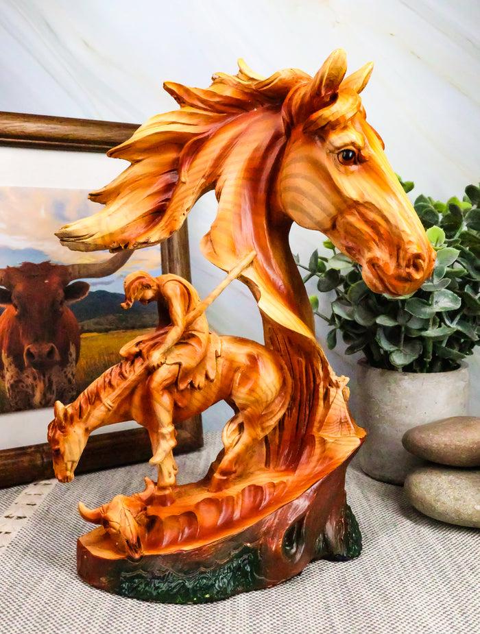 Ebros Gift Ebros Faithful Steed End Of The Trail Statue 9" Tall Wooden Horse Bust