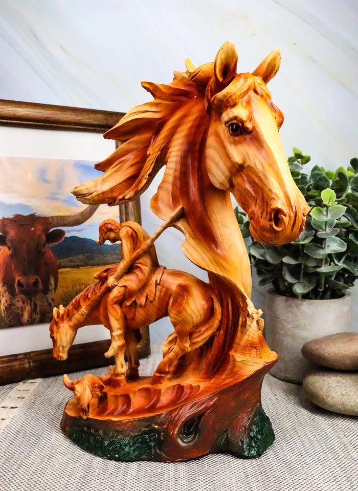 ebros gift Ebros Faithful Steed End of The Trail Statue 9" Tall Wooden Horse Bust
