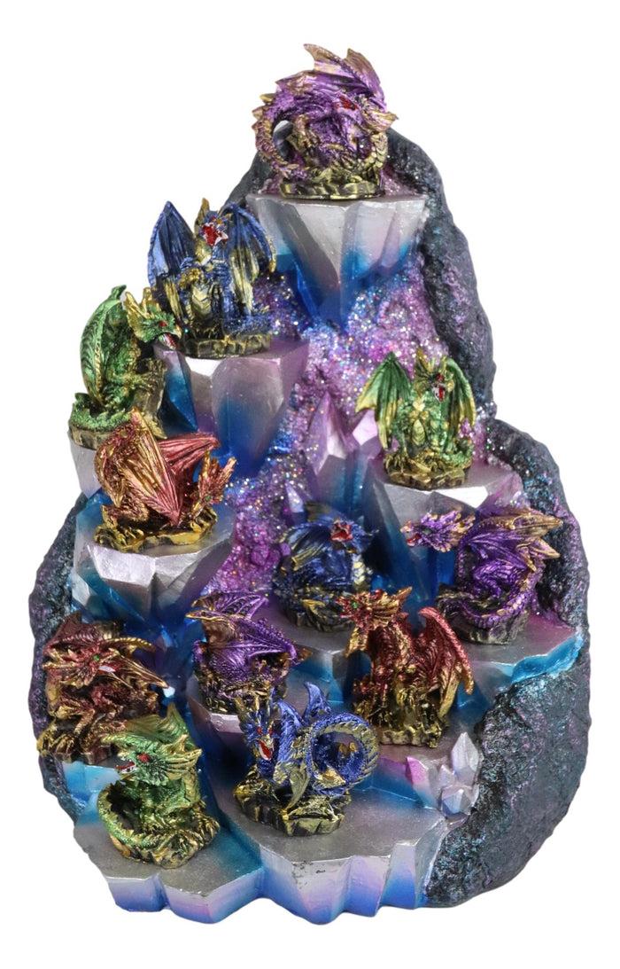 Ebros Gift Ebros Fantasy 12 Mini Dragons With LED Lighted Glacier Mountain Display Figurine Set