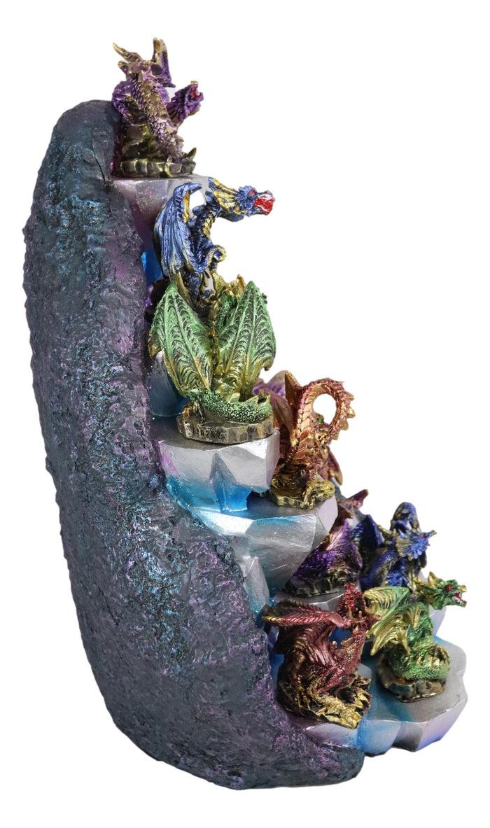 Ebros Gift Ebros Fantasy 12 Mini Dragons With LED Lighted Glacier Mountain Display Figurine Set