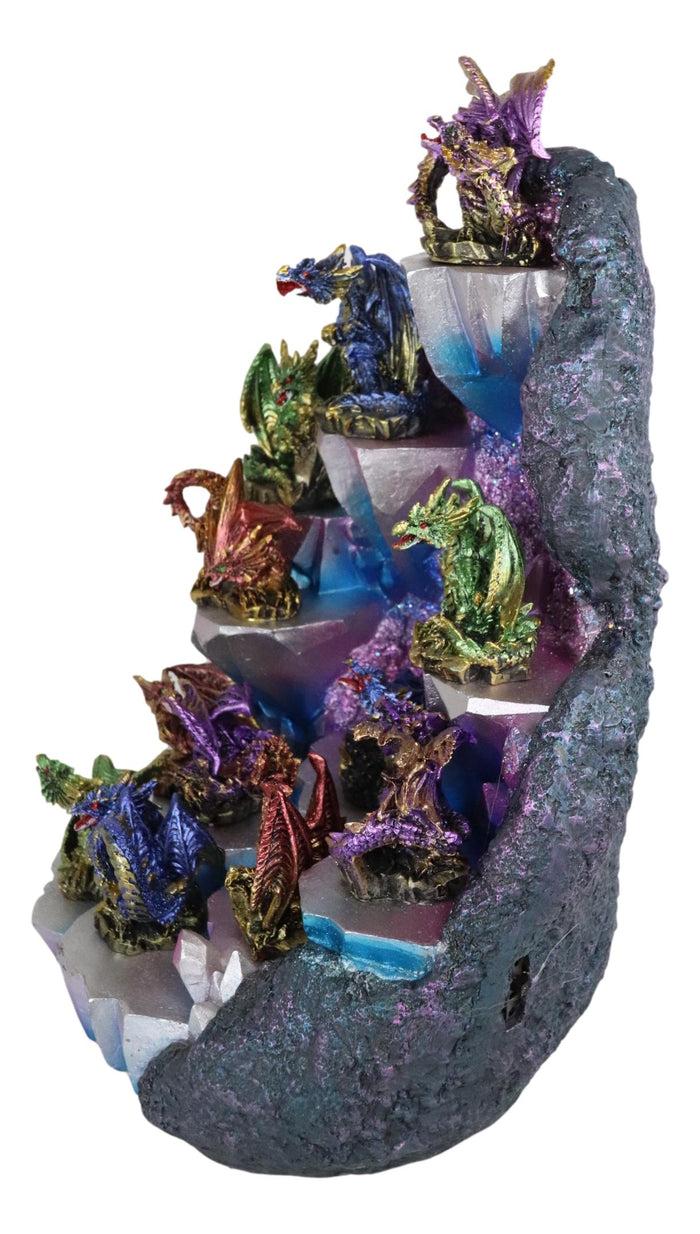 Ebros Gift Ebros Fantasy 12 Mini Dragons With LED Lighted Glacier Mountain Display Figurine Set
