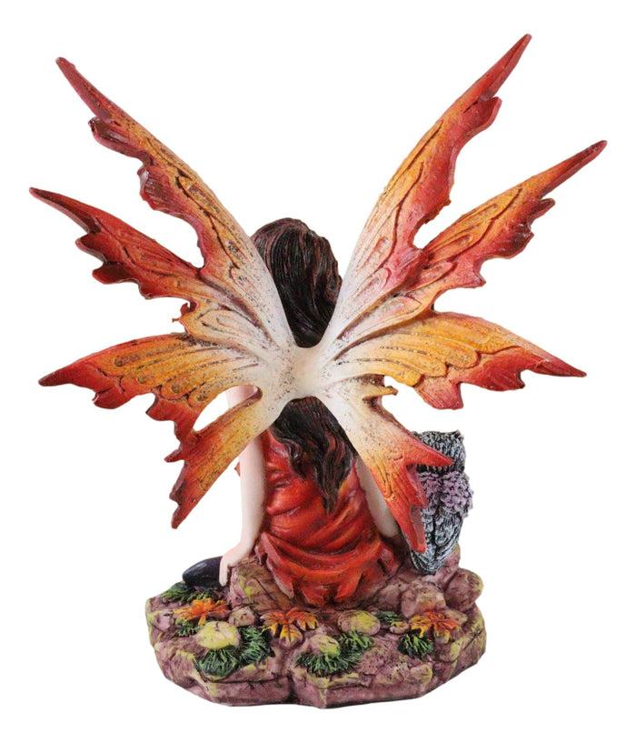 Ebros Gift Ebros Fantasy Autumn Forest Tribal Fairy In Orange Gown With Owlet Owl Figurine Decor