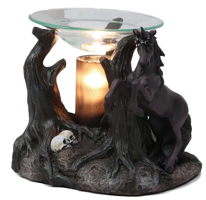 Ebros Gift Ebros Fantasy Black Macabre Unicorn By Graveyard Of Skulls Electric Oil Burner Statue