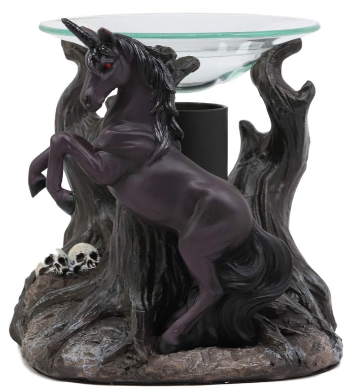 Ebros Gift Ebros Fantasy Black Macabre Unicorn By Graveyard Of Skulls Electric Oil Burner Statue