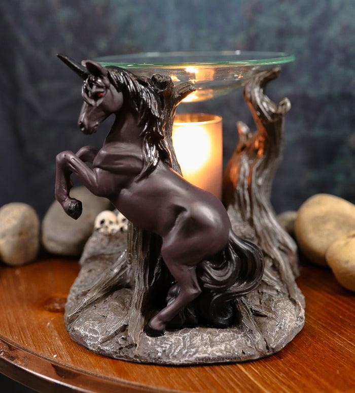 ebros gift Ebros Fantasy Black Macabre Unicorn By Graveyard Of Skulls Electric Oil Burner Statue