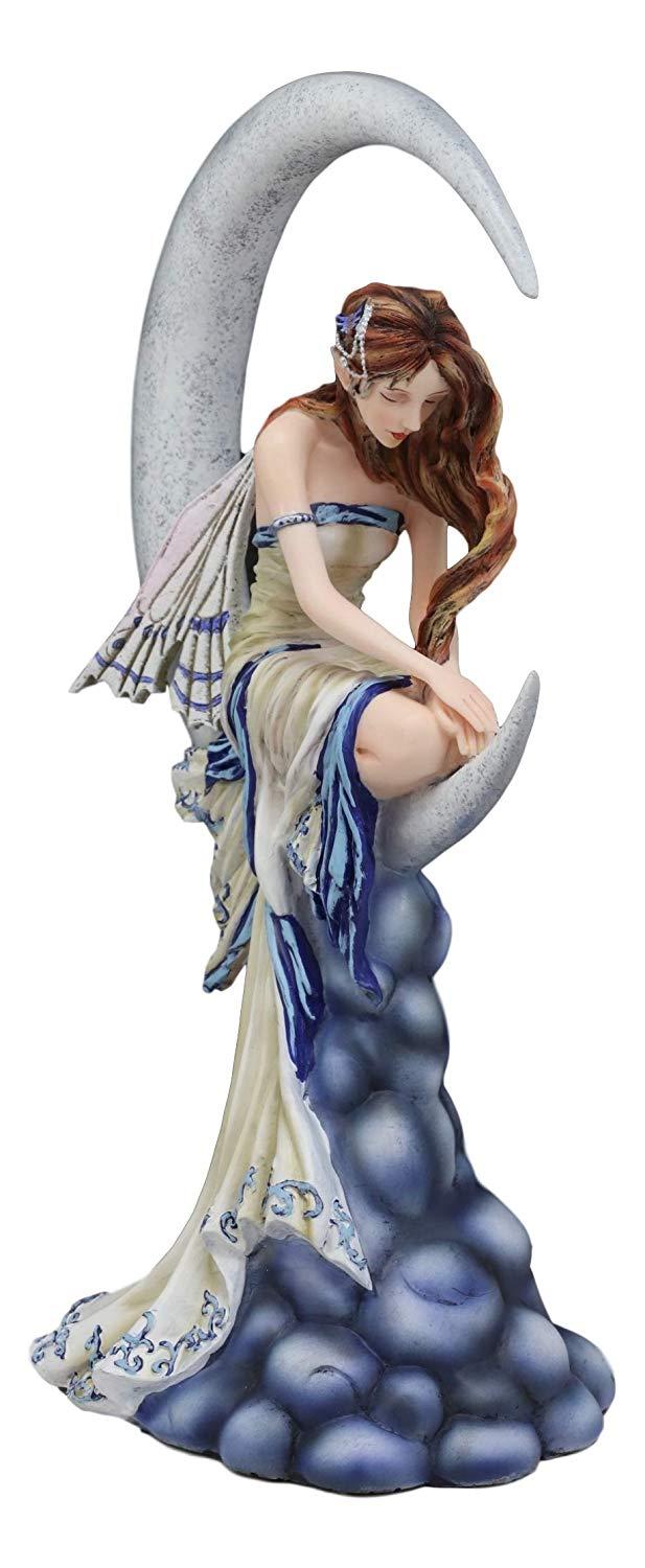 Ebros Gift Ebros Fantasy Celestial Crescent Lunar Moon Dream Weaver Fairy Statue 12" Tall By Artist Nene Thomas 'Memory' Astrology Zodiac Fairies Nymphs Pixies Themed Collectible Figurine As Home Decor Accent