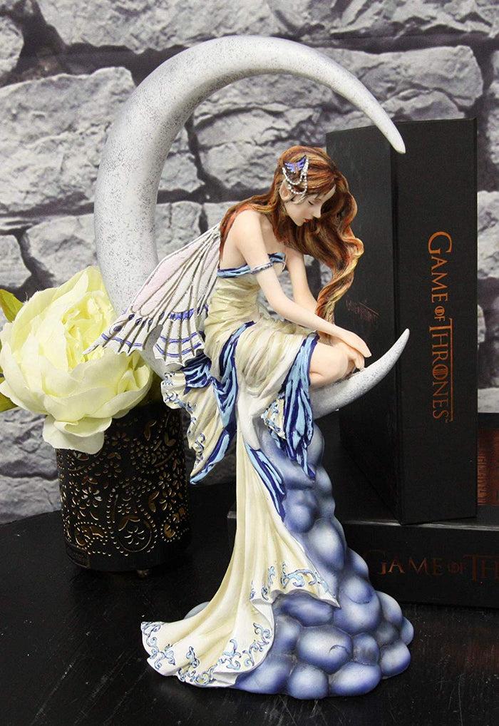 ebros gift Ebros Fantasy Celestial Crescent Lunar Moon Dream Weaver Fairy Statue 12" Tall by Artist Nene Thomas 'Memory' Astrology Zodiac Fairies Nymphs Pixies Themed Collectible Figurine As Home Decor Accent