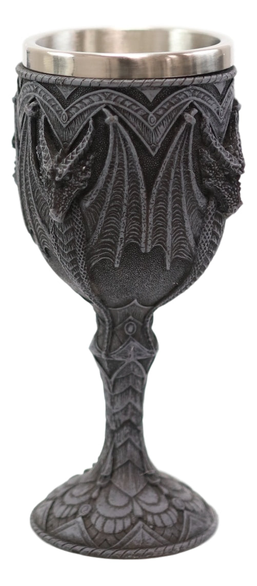 Ebros Gift Ebros Fantasy Fire Blood Quartet Winged Dragon Guardians Wine Goblet Chalice Drink Cup
