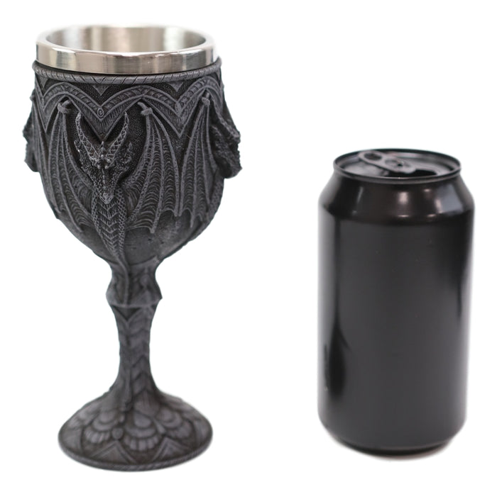 Ebros Gift Ebros Fantasy Fire Blood Quartet Winged Dragon Guardians Wine Goblet Chalice Drink Cup