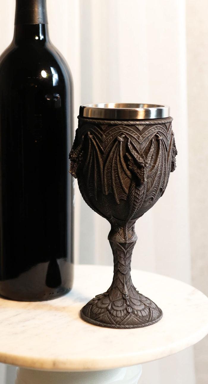 Ebros Gift Ebros Fantasy Fire Blood Quartet Winged Dragon Guardians Wine Goblet Chalice Drink Cup