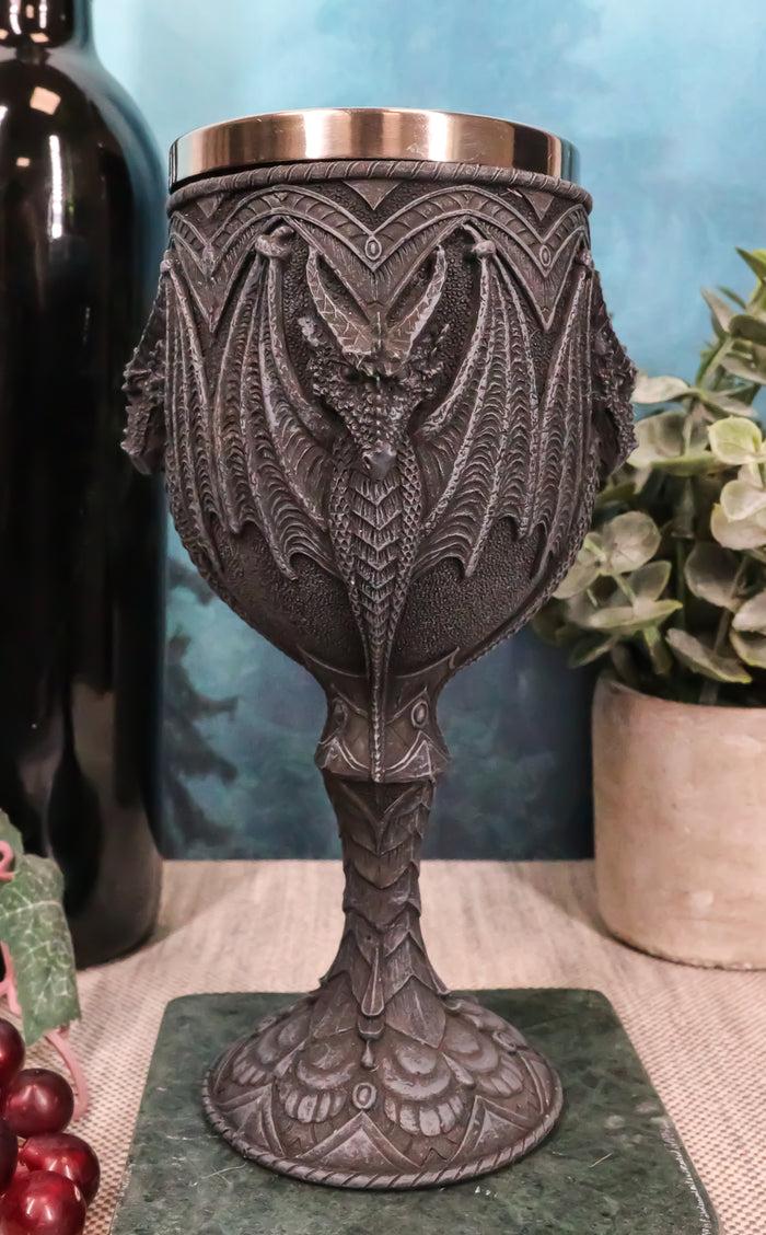 ebros gift Ebros Fantasy Fire Blood Quartet Winged Dragon Guardians Wine Goblet Chalice Drink Cup