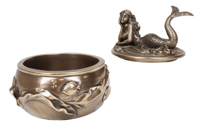 Ebros Gift Ebros Fantasy Mermaid Resting With Under The Sea Fishes Decorative Jewelry Box