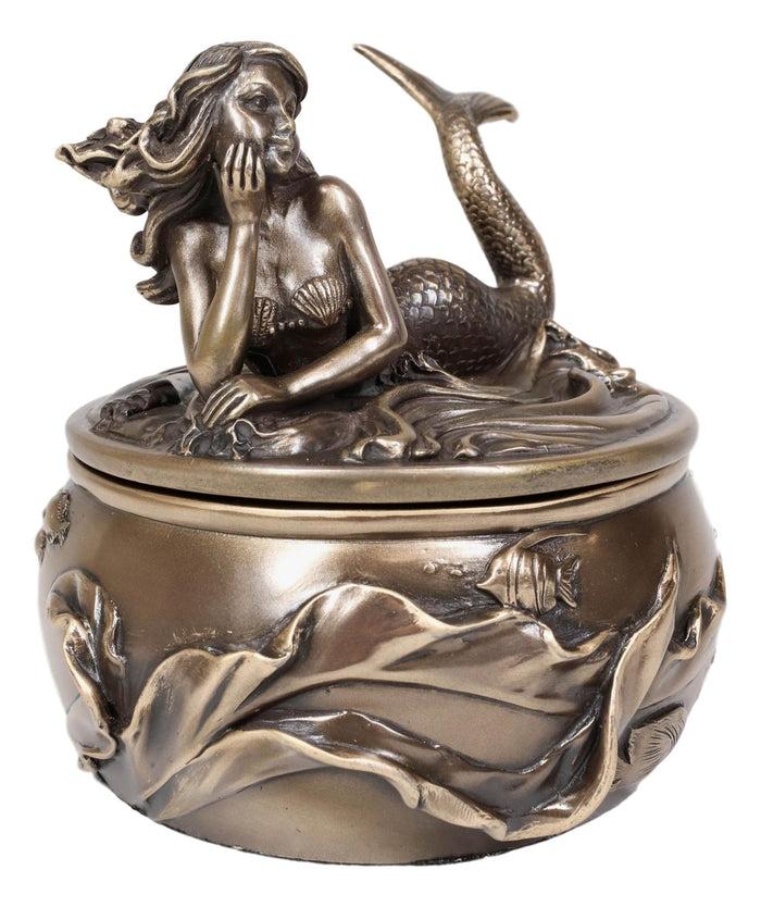 Ebros Gift Ebros Fantasy Mermaid Resting With Under The Sea Fishes Decorative Jewelry Box