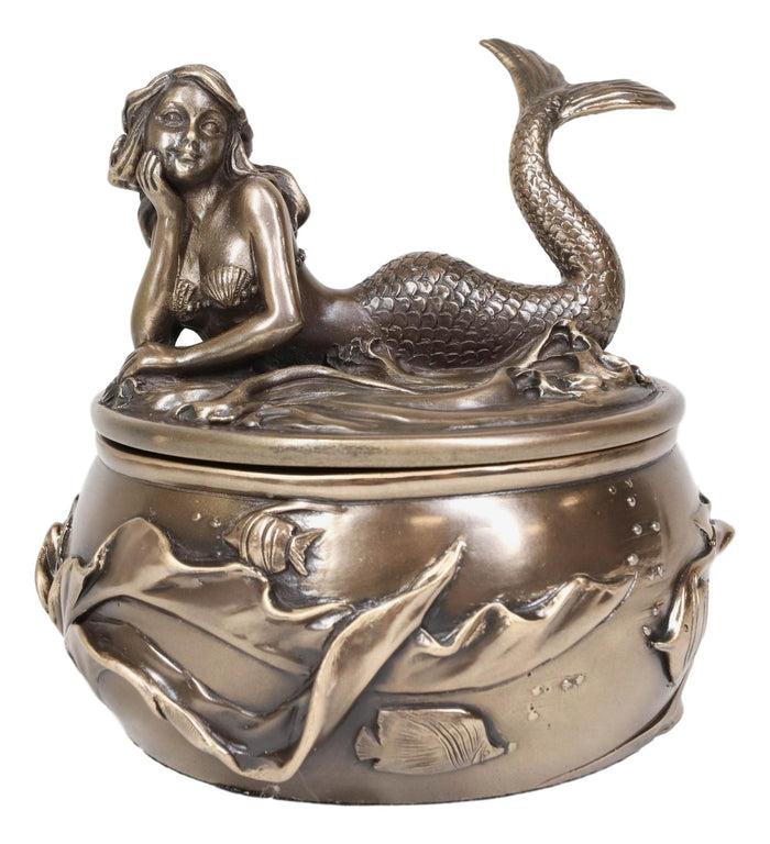 Ebros Gift Ebros Fantasy Mermaid Resting With Under The Sea Fishes Decorative Jewelry Box
