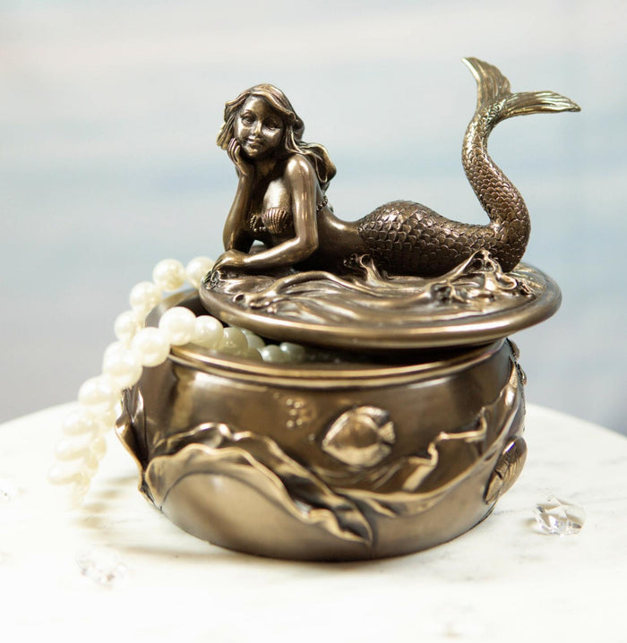ebros gift Ebros Fantasy Mermaid Resting With Under The Sea Fishes Decorative Jewelry Box