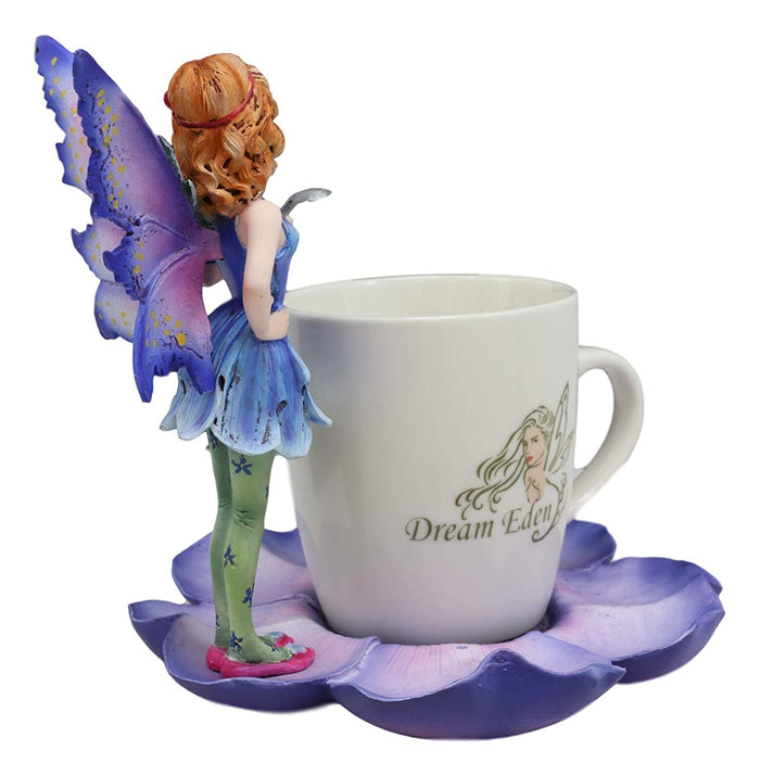 Ebros Gift Ebros Fantasy Pixie Beverage Teacup Fairy Standing On Flower Saucer Display Stand Holder Statue With Dream Eden Coffee Mug Set For Whimsical Tea Party Decor Accent Of Fairies Nymphs Pixies (Purple)