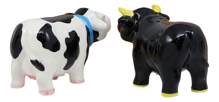 Ebros Gift Ebros Farm Bovine Cattle Love Affair Kissing Bull And Cow Salt And Pepper Shakers Set Fun Kitchen Dining Bull Matador And Holstein Cow Ceramic Magnetic Decor Figurines