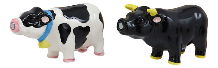 Ebros Gift Ebros Farm Bovine Cattle Love Affair Kissing Bull And Cow Salt And Pepper Shakers Set Fun Kitchen Dining Bull Matador And Holstein Cow Ceramic Magnetic Decor Figurines