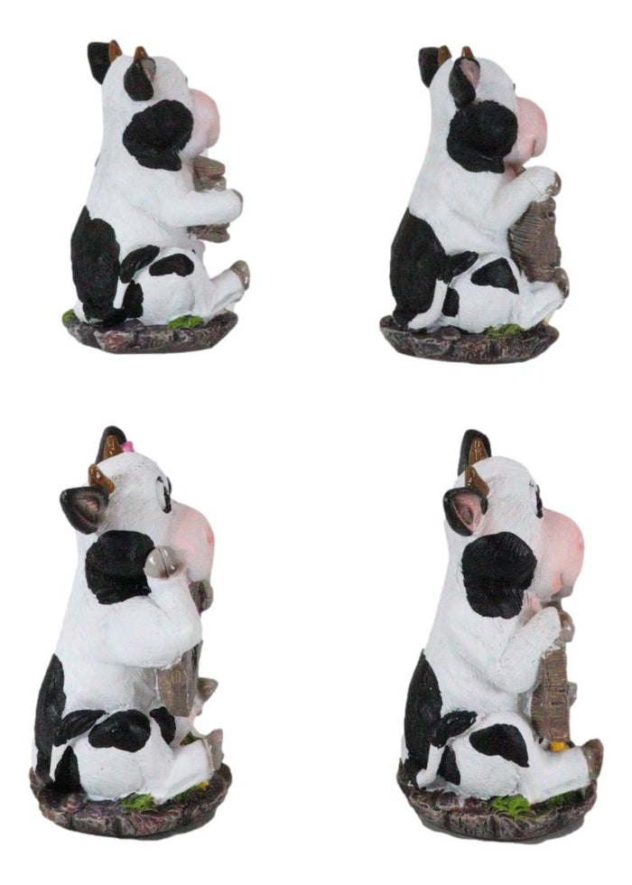 Ebros Gift Ebros Farm Bovine Cow Sisters Figurine Set Of Three 3.75"H Holding Funny Signs
