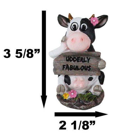 Ebros Gift Ebros Farm Bovine Cow Sisters Figurine Set Of Three 3.75"H Holding Funny Signs