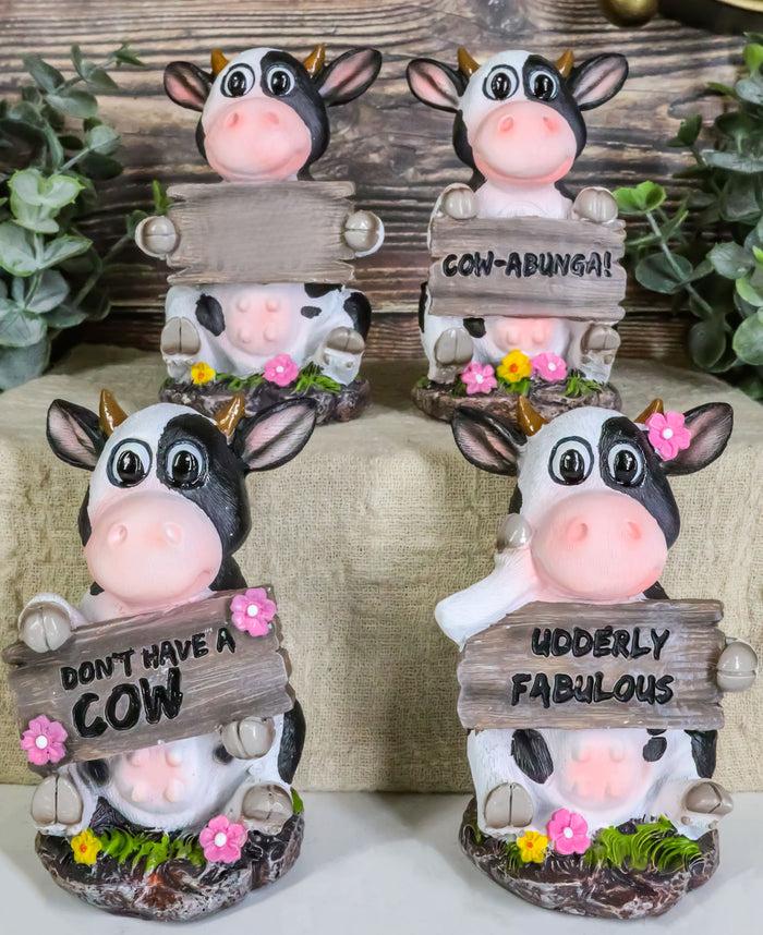 ebros gift Ebros Farm Bovine Cow Sisters Figurine Set of Three 3.75"H Holding Funny Signs