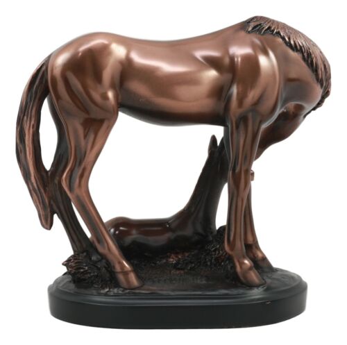 Ebros Gift Ebros Farm Country Horse Family Mare And Foal Bronze Electroplated Resin Figurine