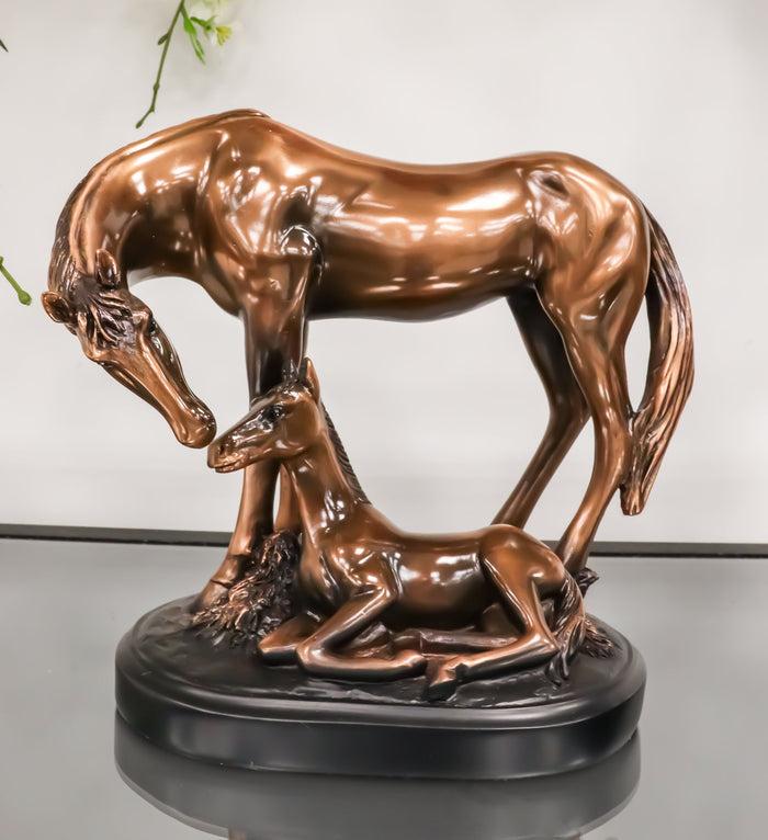 ebros gift Ebros Farm Country Horse Family Mare and Foal Bronze Electroplated Resin Figurine