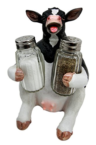 Ebros Gift Ebros Farm Grassland Bovine Cattle Cow Moo Moo Salt Pepper Shakers Holder Set