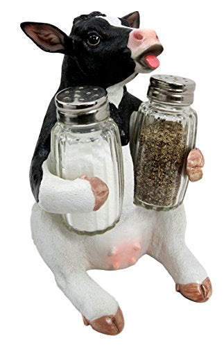 Ebros Gift Ebros Farm Grassland Bovine Cattle Cow Moo Moo Salt Pepper Shakers Holder Set