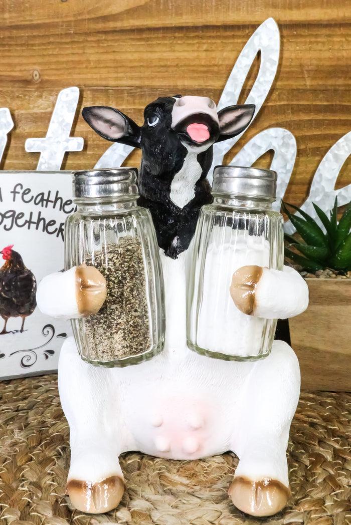 ebros gift Ebros Farm Grassland Bovine Cattle Cow Moo Moo Salt Pepper Shakers Holder Set