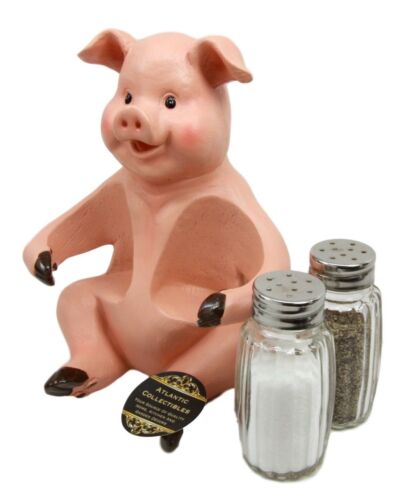 Ebros Gift Ebros Farmland Bacon Pig Swine Belly Hugging Glass Salt Pepper Spice Holder