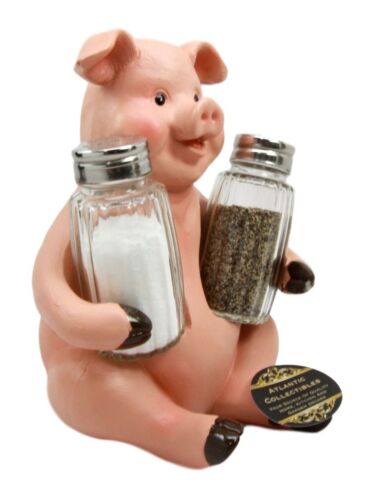 Ebros Gift Ebros Farmland Bacon Pig Swine Belly Hugging Glass Salt Pepper Spice Holder