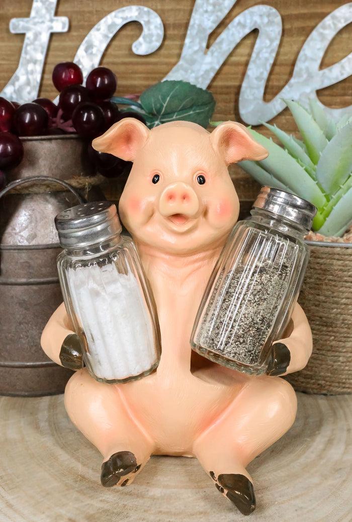 ebros gift Ebros Farmland Bacon Pig Swine Belly Hugging Glass Salt Pepper Spice Holder