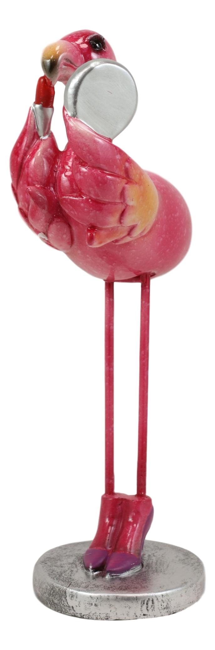 Ebros Gift Ebros Fashion Diva Pink Flamingo In Red Pumps With Hand Mirror & Lipstick Statue