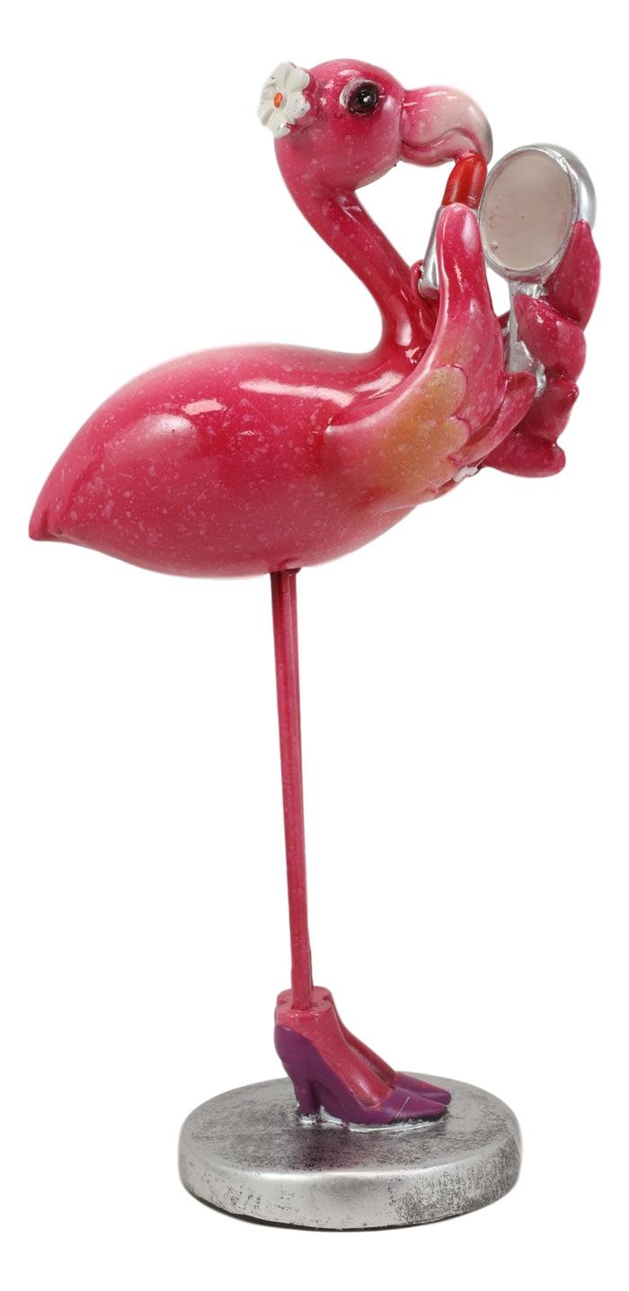 Ebros Gift Ebros Fashion Diva Pink Flamingo In Red Pumps With Hand Mirror & Lipstick Statue